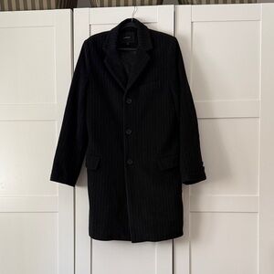 Isaac Mizrahi Black Pinstripe Wool Coat